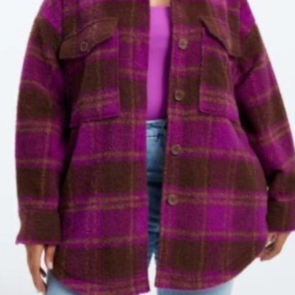 NWT Good American wool Blend Plaid Shacket Shirt Jacket Size Small Medium - Picture 3 of 12